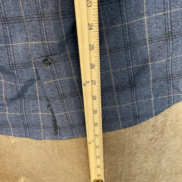 Hurley Phantom Button Up Shirt Mens Medium Blue Plaid Long Sleeve Chest Pocket - Picture 7 of 8